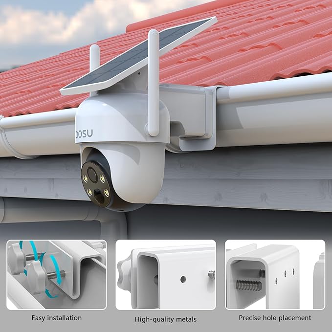 Gutter Mount for AOSU Solar Security Cameras Outdoor Wireless(SolarCam D1 Classic) and ANSQUE Security Cameras Wireless Outdoor (GU01/SA01)（2pack,White）