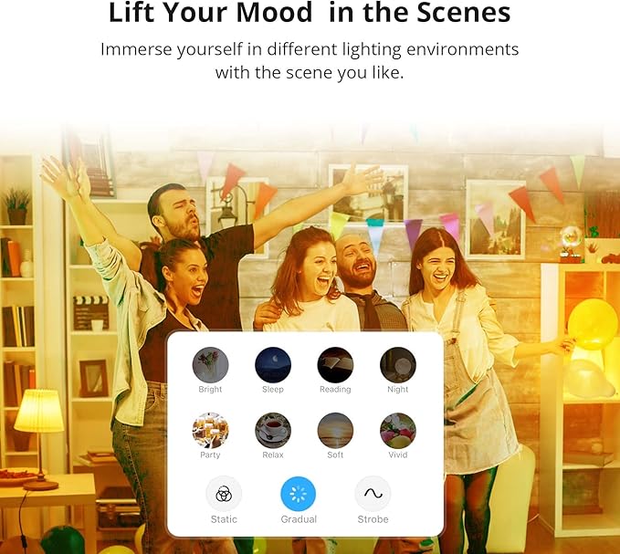 SONOFF B05-BL-A19 Wi-Fi Smart RGB Bulb 9W Variable Color, 2700K - 6500K Brightness Adjustable Color Temperature, APP Remote Control, Can Work with Alexa and Google Assistant (1 Pack)