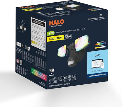 HALO ESF Motion Smart WiFi Color Changing Connected by WiZ Pro LED Security Floodlight for Outdoors - Black - ESF2ARGBWMBL-WIZ