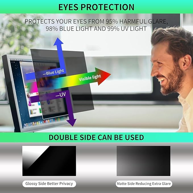 32 Inch Curved Computer Privacy Screen Filter for 16:9 Widescreen Computer Monitor Computer Screen Protector Computer Screen Privacy Shield Anti Glare and Blue Light