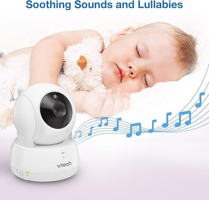 VTech VM924-2 5" Pan Tilt Zoom Video Baby Monitor with 2 Cameras – No WiFi, 17Hr Battery, 1000ft Range, Night Vision, Lullabies & Temperature Sensor – Ideal for New Parents & Twins