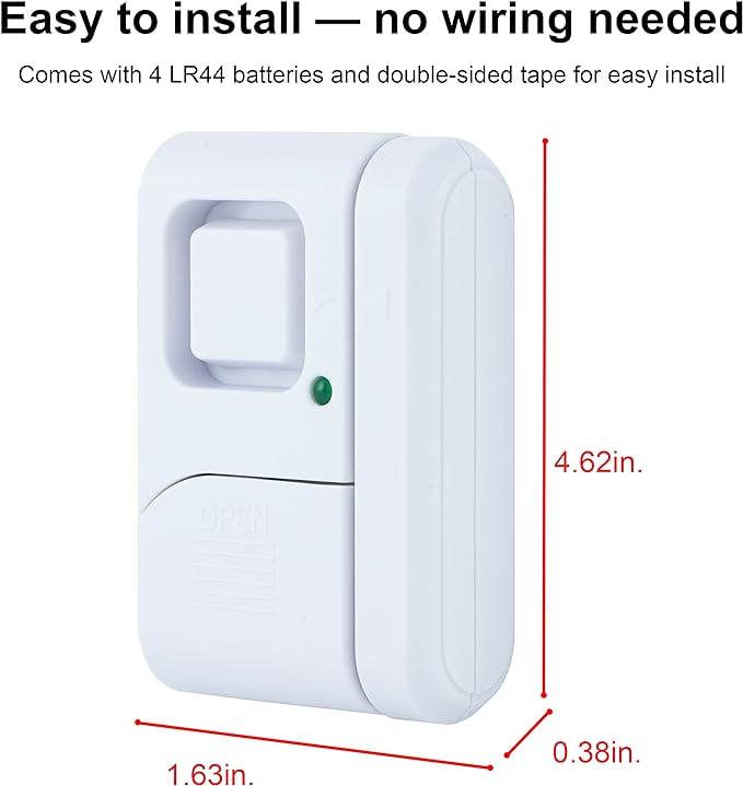 UltraPro Personal Security Window and Door Alarm, 1 Pack, Wireless Chime | DIY Protection, Burglar Alert, Easy Installation, Home Security, Ideal for Home, Garage, Apartment, White, 56789