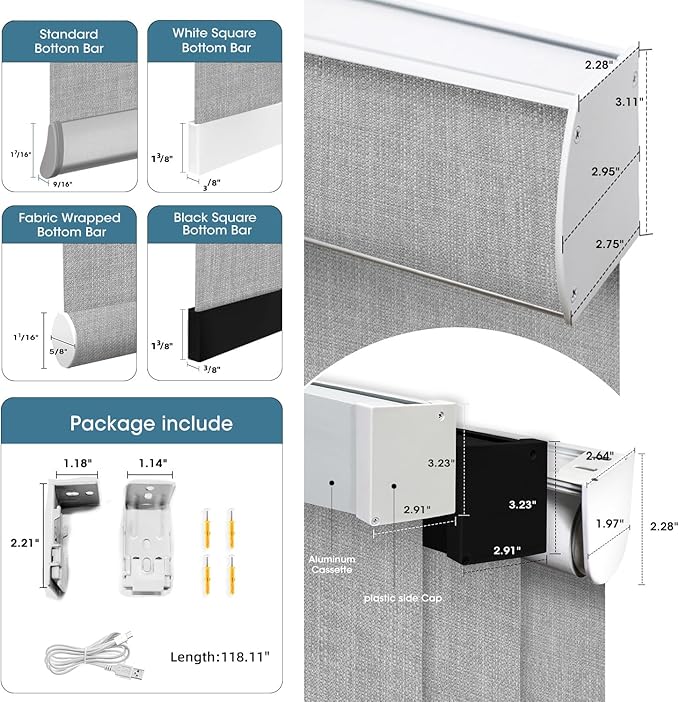 SmartWings Motorized 100% Blackout Shades Blinds, Custom Size, Cordless Window Shades with Rechargeable Battery, Work with Matter/Apple HomeKit, Alexa, Thread/Zigbee, Remote Optional, Vigor Pale Grey