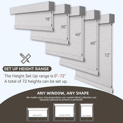Smart Remote-Controlled Electric Roller Blinds,Motorized Blinds with Remote,100% Blackout Smart Roller Blinds Compatible with Apple Homekit Google Home and Alexa Via HUB (Gray, W23''×H72'')