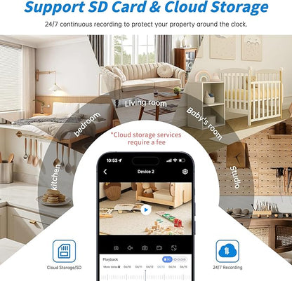 Light Bulb Security Cameras,5MP & 360° PTZ Light Bulb Camera Outdoor, 5G&2.4G Light Bulbs Camera,AI Motion Detection,Color Night Vision,2-Way Talk,Cloud/TF Storage,Compatible with Alexa