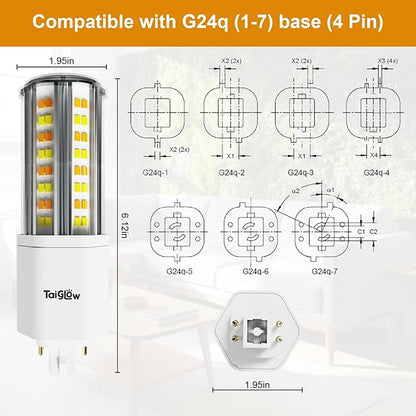 G24q LED Bulb Light, 18W 2400 Lumen 4 Pin Led Bulb, 42W CFL Replacement Dimmable(3000K/3500K/4000K/5000K/6500K) for Recessed Downlights, Ceiling Fixtures, Wall Sconces, Bathroom Vanity Lighting
