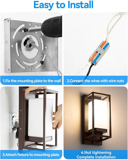 RAYVO Modern Outdoor Wall Light with Dusk to Dawn Sensor, Waterproof Exterior Lighting Fixtures with E26 Base, 3000K LED Bulb Included, Outdoor Sconce Lights for Porch Garage Entryway, Bronze, 2 Pack