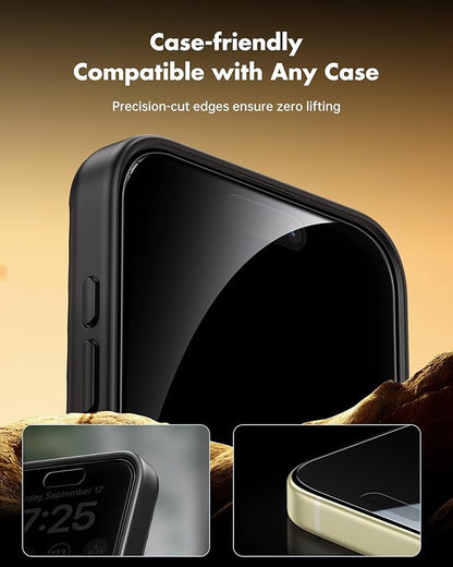 UNBREAKcable Privacy Screen Protector for iPhone 15 Plus, Anti-Spy Shatterproof Tempered Glass [True 28°Anti Spy] [9H Hardness] [Easy Installation Frame] Black Protector for iPhone 6.7" - 2 Pack