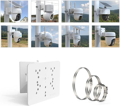 Pole Mount for for AOSU D1 SE/Lite/Max,eufy Solocam S340/E30,Reolink Argus PT 3MP/4MP/5MP/2K ANSQUE(GU01/SA01),SEHMUA,TP-Link Tapo Outdoor Pan/Tilt Wi-Fi,Cinnado B6 Security Cameras (White)