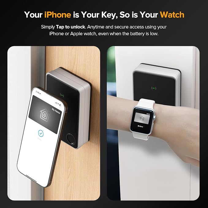 ThorBolt X3 Smart Home Key Keyless Entry Fingerprint Door Lock, Silver | with Apple Home Key, 8xAA Alkaline Batteries, Works with HomeKit Over Thread, 5 Ways to Unlock, IP65 Weatherproof