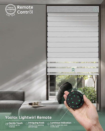 Yoolax Smart Dual Roller Shades, Motorized Blinds with Remote Smart Zebra Shades Compatible with Alexa, Blackout & Light Filtering Automatic Blinds for Windows (Zebra White)