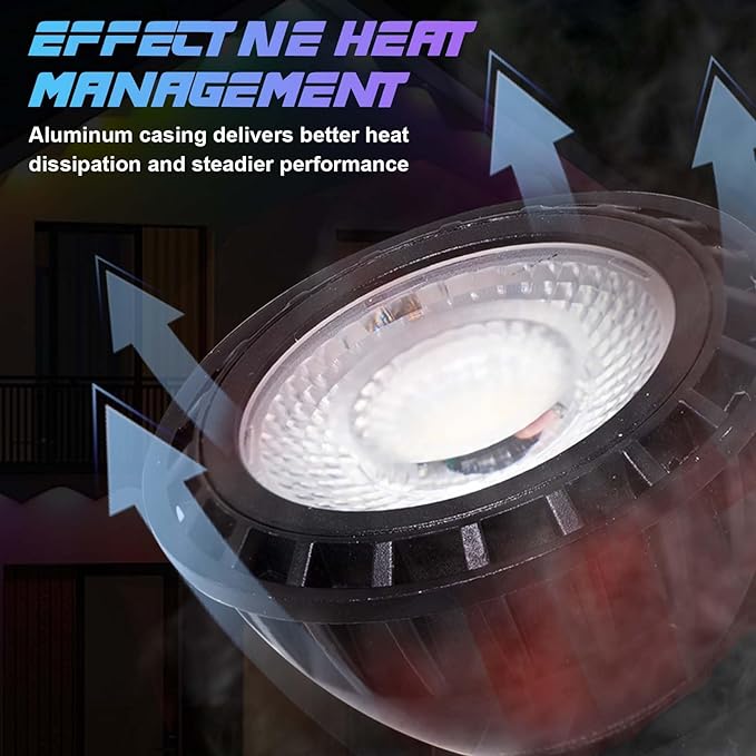 MR16 LED Bulb Dimmable Color Changing 12 V, RGBCW Bluetooth Light Bulb 6W Smart GU5.3 LED Bulb, Lights Dance to the Beat for Outdoor Landscape, Hotel, Living Room, Bedroom, Office, 1Pack