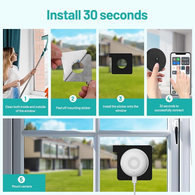 2K Window Camera, Dual-Band WiFi Indoor Dome Camera for Home Security, Full Color Night Vision, Human/Motion Detection, 2-Way Audio, 24/7 Recording & Alexa Support, 1- Pack, White