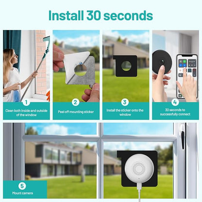 2K Window Camera, Dual-Band WiFi Indoor Dome Camera for Home Security, Full Color Night Vision, Human/Motion Detection, 2-Way Audio, 24/7 Recording & Alexa Support, 1- Pack, White