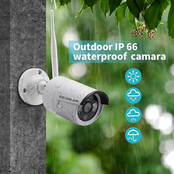Wireless Security Camera System with 10.1" Monitor, 4PCS 3MP/2K HD Cameras | 2-Way Audio | Local & Remote View | Night Vision Motion Detection | IP66 Home Business Surveillance Kit (NO HDD)