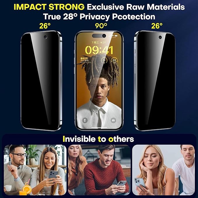 ImpactStrong Anti-Spy Privacy Screen Protector for iPhone 17 Pro (6.3-Inch), 9H Tempered Glass, Shatter-Resistant, Anti-Scratch, Easy Install Kit, Case Friendly, 2-Pack