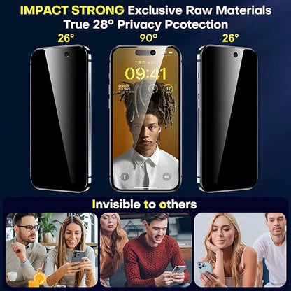 ImpactStrong Anti-Spy Privacy Screen Protector for iPhone 17 Pro Max (6.9-Inch), 9H Tempered Glass, Shatter-Resistant, Anti-Scratch, Easy Install Kit, Case Friendly, 2-Pack