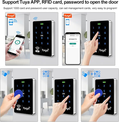 LIBO Tuya Smart Access Control Keypad with 10 IC Key Fobs | IP68 Weatherproof Keypad, 1000 Users, RFID IC Card & PIN Code, ABS Housing, for Home, Office, Business