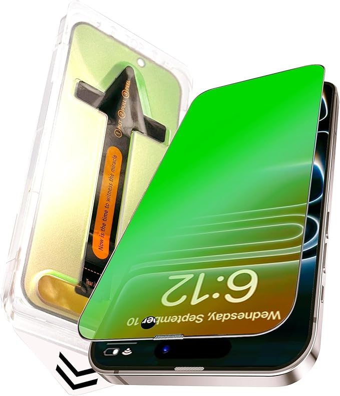 For iPhone 17 Privacy Screen Protector [Auto Dust Install] 6.3 inch Tempered Glass Full Coverage Anti-Blue Light Anti Spy No-Bubble Gradient Green Easy Installation[HD Clarity]