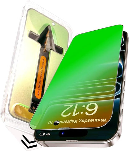 For iPhone 17 Privacy Screen Protector [Auto Dust Install] 6.3 inch Tempered Glass Full Coverage Anti-Blue Light Anti Spy No-Bubble Gradient Green Easy Installation[HD Clarity]