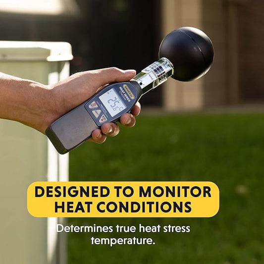 General Tools Deluxe Heat Index Monitor #WBGT8778 With 75 x 75 mm Brass Black Ball, 32° to 122° F, 0 to 100% RH