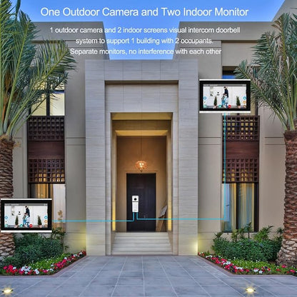Wireless Video Intercom System Apartment 2 Units 10 Inches Touch Monitor Wired Video Doorbell System,Video Door Phone Kit,Indoor Outdoor Support Monitoring, Unlock, Dual Way Intercom for Home