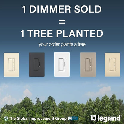 Legrand Radiant RH703PTUTC 700W Tru-Universal Preset Decorator Rocker Dimmer Light Switch with Locator Light for All Light Loads (Except 0-10V), Single Pole/3-Way, White/Light Almond/Ivory (1 Count)