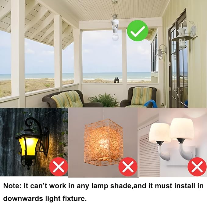 PIR Motion Sensor Light Socket Smart Screw in Light Bulb Outlet Compatible with E26/E27 Motion Activated Bulb Holder Adapter Automatic Control for Garage Storage Room(4pack)