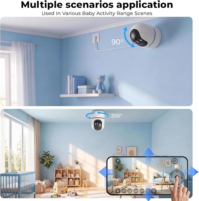 GBIUT Indoor Camera 5G&2.4G WiFi Cameras for Home Security Instant 911 Alert, 360° Pan/Tilt Baby Monitor/Dog/Pet Camera AI Motion Detection Night Vision, Speaker, US Cloud Storage (2-Pack)