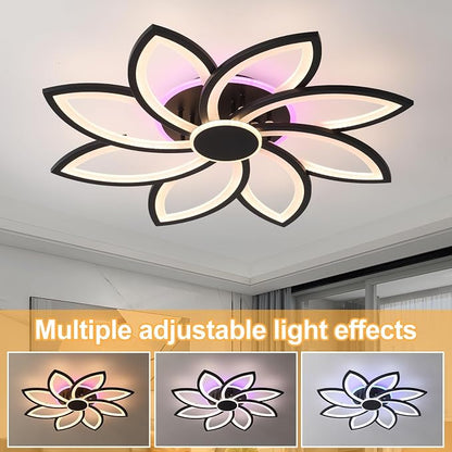 70W Flower LED Ceiling Light, 8-Petal Flush Mount with Remote | RGB Ambient Backlight Ceiling Lamp, Dimmable 3000K-6000K, 4200LM Remote Light with Memory for Living Room Bedroom Game Room
