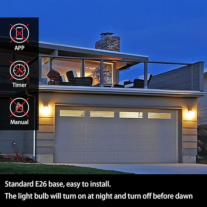 Gonhom 8 Pack Dusk to Dawn Light Bulbs Outdoor, 2700K Warm White, 720LM, 9W(60W Equivalent) A19 E26 Automatic On/Off LED Sensor Light Bulbs, Dusk to Dawn Outdoor Lighting for Porch Garage Patio