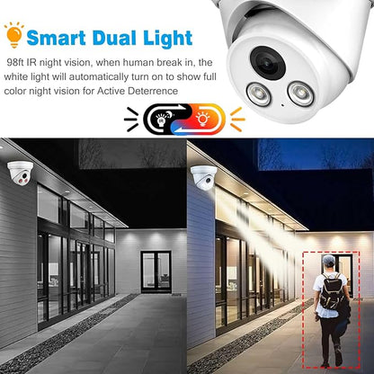 VIKYLIN 5MP PoE IP Camera with Audio, Full Metal Turret Security Camera Outdoor with Human Vehicle Detection, Smart Color Night Vision, 3072x1728@20fps, 114° FOV, WDR, IP67 Waterproof,NDAA Compliant