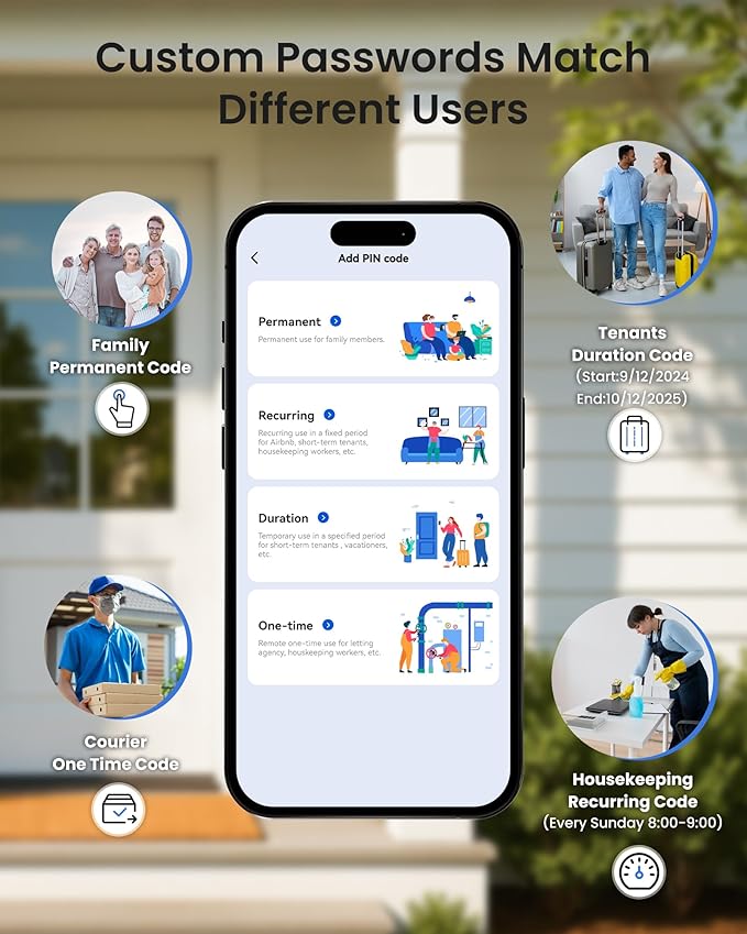 TEEHO TE012W-H WiFi Keypad Door Lock with Handle Set, Fingerprint Smart Locks, Front Door Keyless Entry, APP Remote & Voice Control, Digital Deadbolt with 2 Keys, Auto-Lock, Easy Install, Matte Black