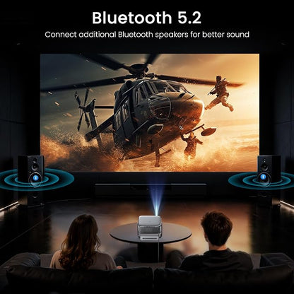 HAPPRUN 2000 ANSI Google TV Built-in Outdoor Video Projector with WiFi 6 and Bluetooth 5.2, Smart Projector, 4K Decoding, Auto Focus, Dolby Sound, Built-in Speakers, Home Theater Projector with Apps
