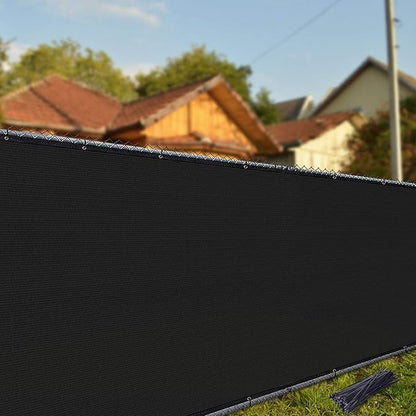 iCover 6x25ft Privacy Screen Fence, Outdoor Fencing Panels, Garden Windscreen Mesh Shade Sail Net Barrier, Include Reinforced Bindings and Brass Grommets Cable Zip Ties, Black