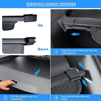 AUXKO Retractable Cargo Cover for Jeep Grand Cherokee(2 Row; WL) 4XE 2026-2022, Trunk Cover Security Cover for 2025 Grand Cherokee Shielding Shade Anti-Peeping Luggage Privacy Screen, Carbon Fiber