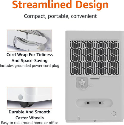 Amazon Basics 50-Pint Large Dehumidifier with Humidity Control, Timer, Auto-Defrost, Overflow Protection, Washable Filter for Rooms up to 4000 SFT, White