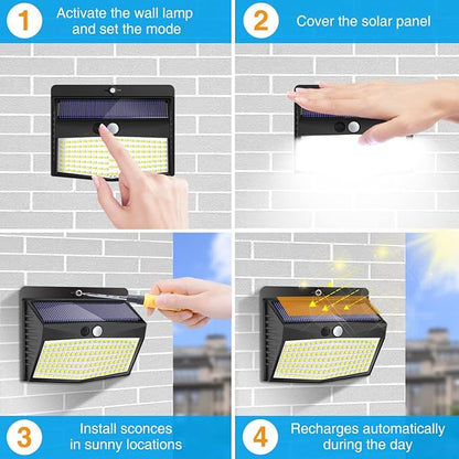 Peasur Solar Outdoor Lights, [138 LED/10 Packs] Solar Motion Sensor Security Lights with 3 Lighting Modes Wall Lights Waterproof Solar Powered Lights for Garden Fence Yard Deck