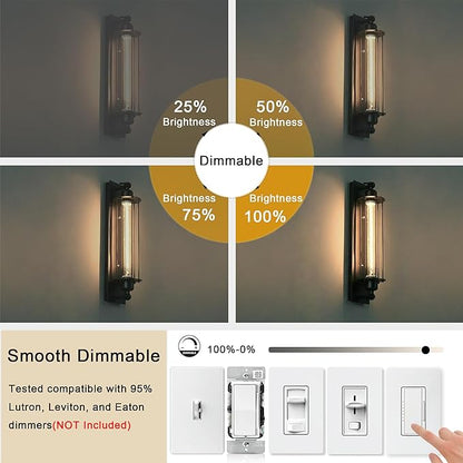 11.8IN 1000LM 2700K Soft White Light Bulbs E26 Base, T10 T9 Edison Bulbs Dimmable 8W, AC 120V 100 Watt Equal Filament Bulb, Vintage Clear Glass Long Tubular LED Bulb, UL Certified - 2Pack