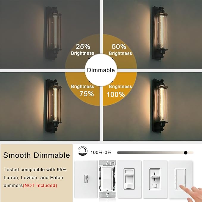 11.8IN 1000LM 2700K Soft White Light Bulbs E26 Base, T10 T9 Edison Bulbs Dimmable 8W, AC 120V 100 Watt Equal Filament Bulb, Vintage Clear Glass Long Tubular LED Bulb, UL Certified - 4Pack