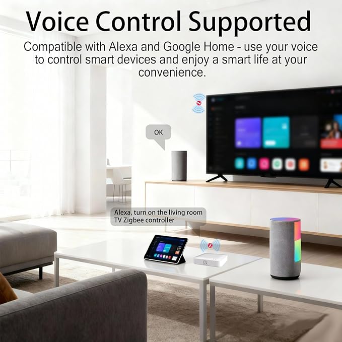 Tuya ZigBee 3.0 Hub/Wireless Gateway (Only 2.4Ghz), WiFi Smart Home Bridge Remote Controller,Work with Tuya ZigBee Smart Device, White