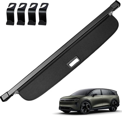 AUXKO Retractable Cargo Cover for Lucid Gravity 2026-2025 with 4PCS Car Headrest Hooks, Trunk Cargo Cover Luggage Security Shade Cover Shielding Shade Anti-Peeping Luggage Privacy Screen, Carbon Fiber