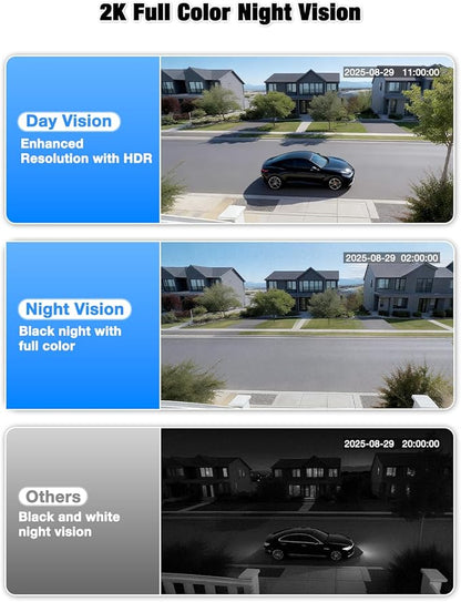 2K Window Camera for Home Security with Full Color Night Vision, 2.4GHz WiFi Indoor Security Cameras, Human & Motion Detection, 24/7 Monitoring, 2-Way Talk, Easy Install