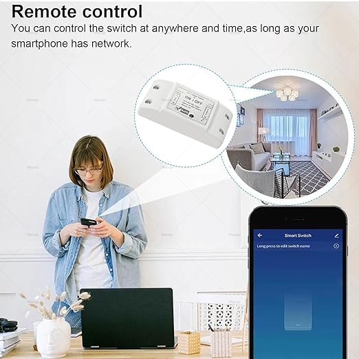 10A Wireless Smart Switch, Wi-Fi Light Switch Compatible with Alexa & Google Home & SmartThings, FCC Certified, No Hub Required Support DIY Module(4 Pack)