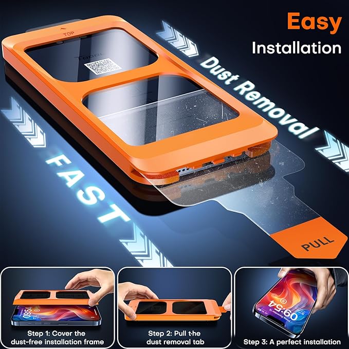 TOCOL for iPhone 13 Pro Privacy Screen Protector, 9H Hardness Military Grade Shatterproof HD Tempered Glass Full Coverage Easy Installation Case Friendly 2 Pack