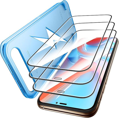 Mkeke for iPhone XS Screen Protector 3 Pack, [9H+ Hardness] [Military-Grade Drop Protection] [Sensitive Touch] [Easy Installation] [HD Clear] Full Edge Coverage Tempered Glass