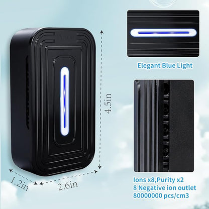 2 Pack 2026 Upgraded Plug in Air Ionizers for Home,Ionic Air Purifier for Home Office Bedroom Bathroom Living Room Quiet and Portable Air Freshener for Bedroom(2,Black)
