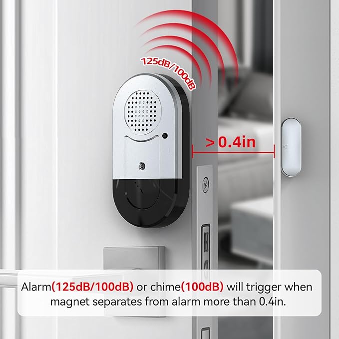 Sanjie Door Window Alarms - 5 Pack,125dB,Volume Control,Window Door Open Alarm Sensors for Kids Safety/Dementia/Pool,Wireless Sensors Keep Your Home Security,Easy to Install,Long Battery Life