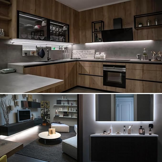 5V USB LED Strip Lights, White 6000K 9.84ft SMD 2835 IP65 Waterproof 180 LEDs Plug and Play Rope Light Strips with Switch for Bedroom, Kitchen Decoration