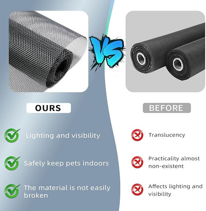 Pet Proof Window Screen Replacement Mesh, 39“ x 100" Rolled Packing Upgraded Thicken Charcoal Screen Door Mesh DIY for Sliding Pet Screen Door Repair and Porch, Patio
